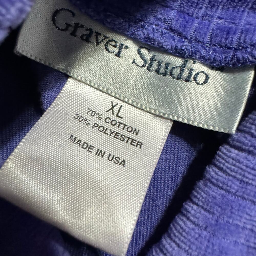 Vintage Purple Corduroy Mock Neck Long Sleeve Shirt Size XL - Picture 7 of 7